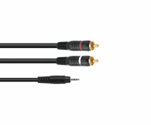 OMNITRONIC Adaptérový kabel 3,5 Jack/2xRCA 1m bk