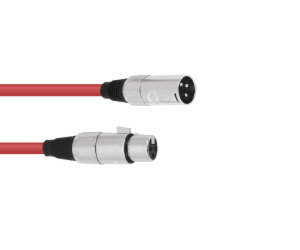 Kabel mikrofonní XLR-XLR 3pin, délka 5m, červený