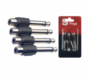 Konektor Stagg, 4 ks - adaptér RCA samice - jack 1/4"