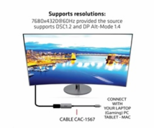 Club3D Adaptér aktivní USB-C na DisplayPort 1.4, 8K60Hz D...