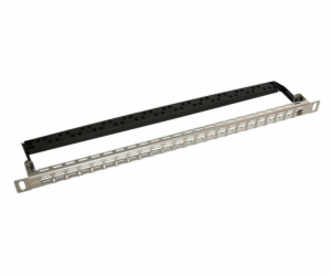 Patch panel Solarix modulární neosazený 24 portů, nerez 0,5U