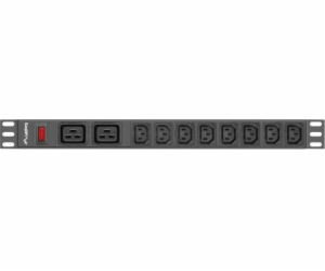 LANBERG POWER STRIP RACK PDU (1U, 16A,2XC19,8XC13)