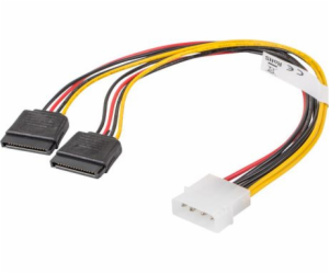 LANBERG Molex (M) 4 PIN na 2x SATA (F) 15 PIN kabel 30cm 