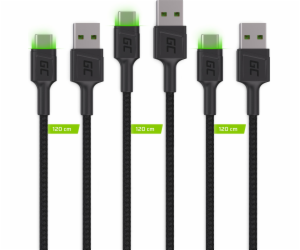 Green Cell KABGCSET02 USB kabel 1,2 m USB A USB C Černá