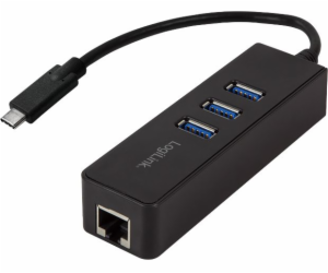 USB HUB LogiLink 3portový USB 3.0 + gigabitový Ethernet č...