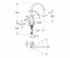 Grohe Eurosmart Cosmopolitan dřezová jednopáková baterie,...