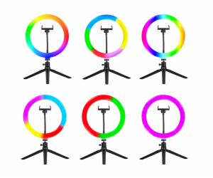 RGB prstencová lampa 26 cm s stativem