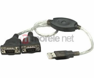 Manhattan USB-A kabel – 2x RS-232 0,45 m černý (174947)