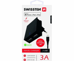 Swissten Síťový Adaptér Smart Ic 2X Usb 3A Power + Datový...