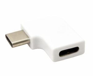 Redukce USB C(M) - USB C(F) lomená 90°, bílá