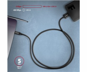 AXAGON BUMM3-CM10AB, SPEED kabel Micro-B USB <-> USB-C, 1...