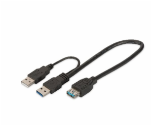 Digitus USB 3.0 Y-adapter cable, type 2xA - A M/M/F, 0.3m...