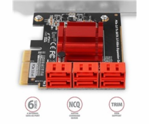 AXAGON PCES-SA6, PCIe řadič - 6x interní SATA 6G port, AS...