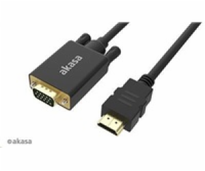 AKASA kabel HDMI na VGA, pozlacené konektory, 2m