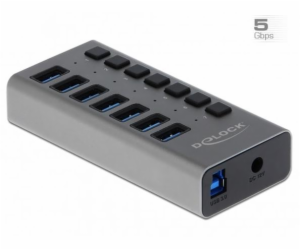 Delock Externer SuperSpeed USB Hub mit 7 Ports + Schalter...