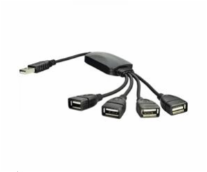 Akyga adaptér Hub USB 2.0 4-port/ABS/cerná/15cm