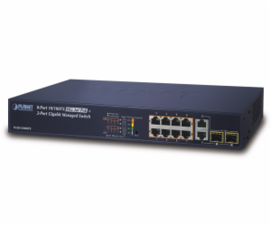 Planet FGSD-1008HPS L2 switch, 8x100Mb, 2x1Gb SFP, 8x PoE...