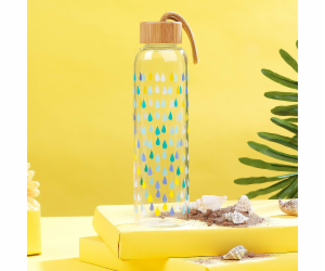 Cambridge CM06991 Raindrops Glass Bottle 550ml with Bambo...