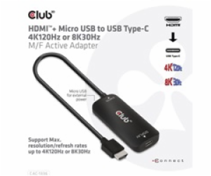 Club3D Adaptér HDMI + Micro USB na USB-C 4K120Hz/8K30Hz, ...