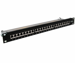 XtendLan Patch panel 19", 24 portů CAT6A stíněný - černý