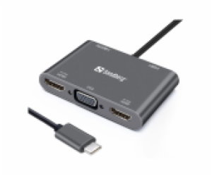 Sandberg 136-35 USB-C Dock 2xHDMI+1xVGA+USB+PD