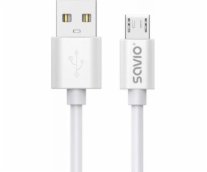 SAVIO CL-167 USB-A - micro USB kabel, 2A, 3m, bílý