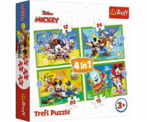 Puzzle 4v1 Mickey mezi přáteli