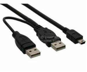 Kabel PremiumCord USB napájecí 2x USB A(M)-miniB(M), 5pin...