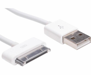 Akyga kabel USB-Apple 30-pin 1.0m/bílá