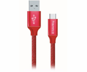 Colorway Datový Kabel Usb /USB-C/ 1m/ 2.1A/ Červený