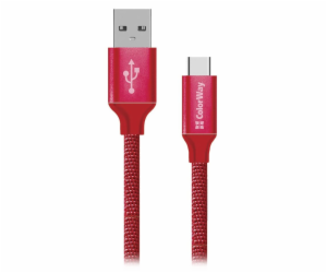 Colorway Datový Kabel USB/ USB-C / 2.4A/ 2m/ Červený