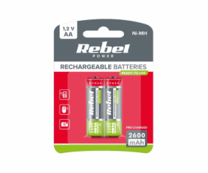 Baterie AA (R06) nabíjecí 1,2V/2600 mAh REBEL blistr