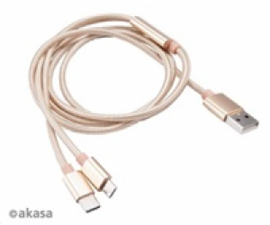 AKASA kabel 2v1 USB Type-A na Micro-B a USB Type-C, 120cm...