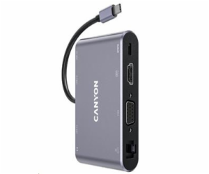 CANYON replikátor portů DS-14 8v1, 1xUSB-C PD 100W, 1xHDM...