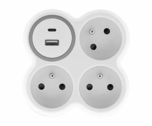 Solight rozbočka, 3x 15A, USB nabíječka A+C, bílá-šedá - ...