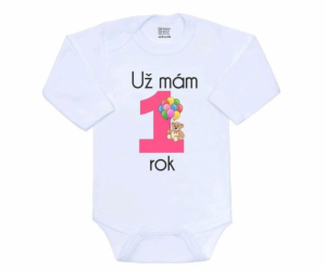 Body s potiskem New Baby Už mám 1 rok růžové