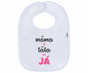 Kojenecký bavlněný bryndák New Baby máma+táta=JÁ růžový