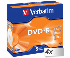 4x5 Verbatim DVD-R 4,7GB 16x Speed, Jewel Case