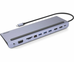 UNITEK HUB USB-C D1022B; USB-A x3 USB-C PD HDMI x2 VGA Et...