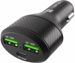 Natec nabíječka do auta CONEY, 2XUSB, 1XUSB-C, 84W