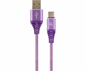 USB 2.0 - Type C (AM/CM) Textile Braided Cable 2m Purple-...