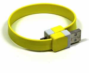 USB kabel microUSB logo na zápěstí, žluté