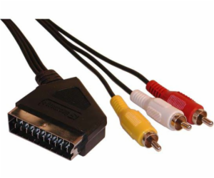 Scart - RCA (Cinch) kabel x3 5m černý