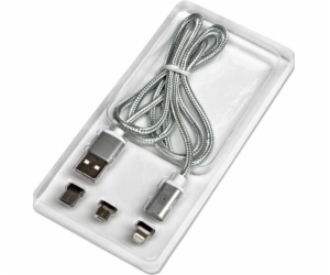 Neutrální USB kabel USB-A - USB-C + microUSB + Lightning ...