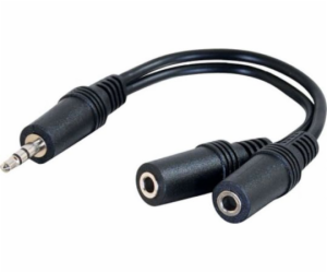 Kabel Jack 3,5mm - Jack 3,5mm x2 0,2m černý