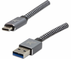 Kabel USB Logo USB-A - USB-C 1 m Černá a šedá