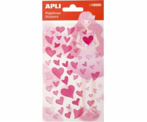 Apli Stickers APLI Hearts, třpytivé, růžové