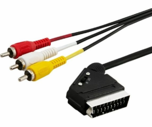 Elmak Scart - RCA (Cinch) x3 2m černý kabel (SAVIO CL-133)