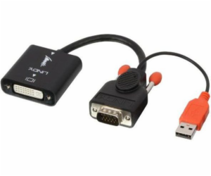 Lindy AV adaptér DVI-I - D-Sub (VGA) + USB-A černý (38184)