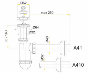 Sifon umyvadla DN40 s nerezovou mřížkou pr.63 A41